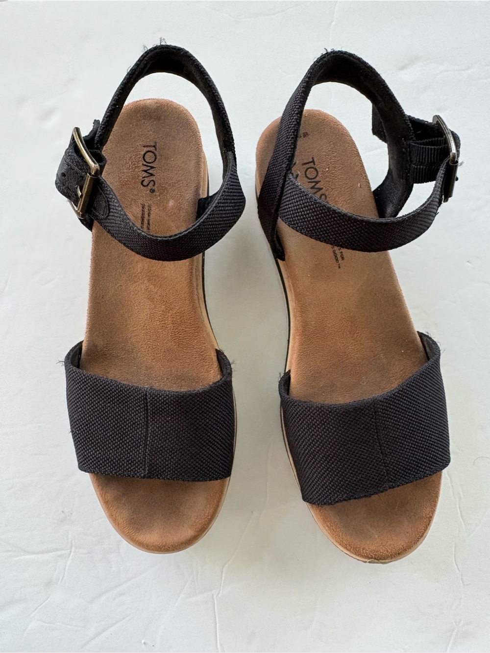 Toms Diana Black Espadrille Wedge Sandals - Size 6.5